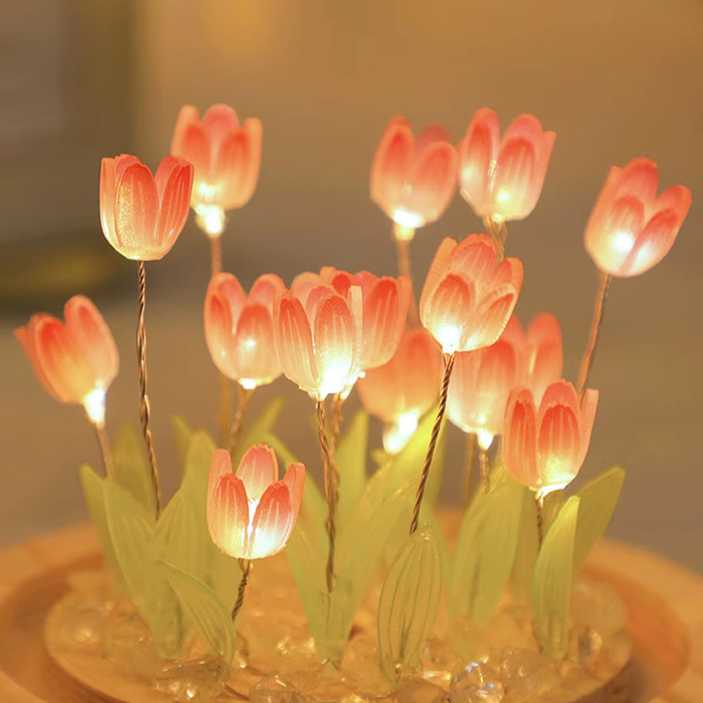 Charming Tulip Night Light - Battery Operated LED Flower Table Lamp (10/20 Pcs) for a Cozy DIY Ambiance