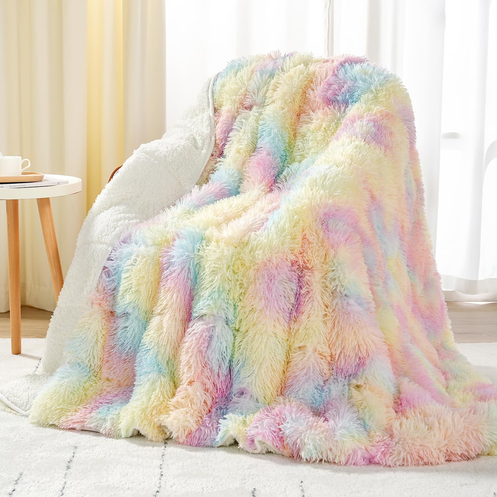Ultra-Soft 20lbs Faux Fur Weighted Blanket – Shaggy Plush Fleece with Sherpa Reverse