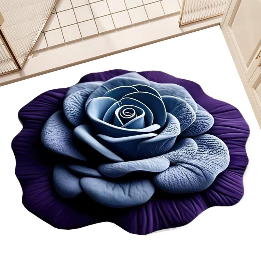 Luxurious Floral Quick-Dry Absorbent Bathroom Mat - Non-Slip 15.75"x15.75" Rug