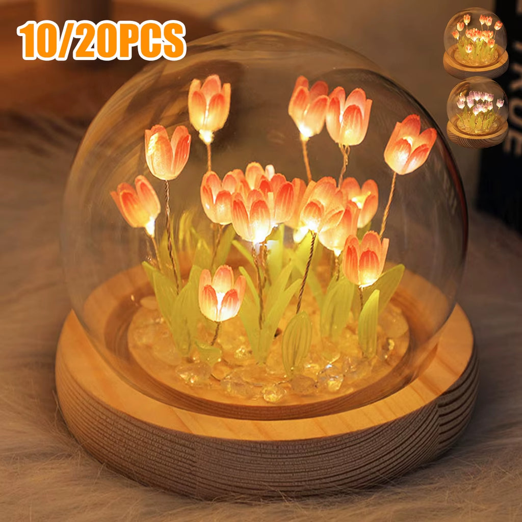 Charming Tulip Night Light - Battery Operated LED Flower Table Lamp (10/20 Pcs) for a Cozy DIY Ambiance
