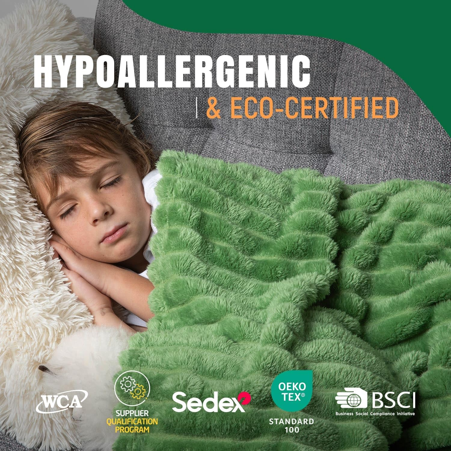 Luxurious Green Plush Throw Blanket – Cozy Soft Throw for Couch, Living Room & Bedroom