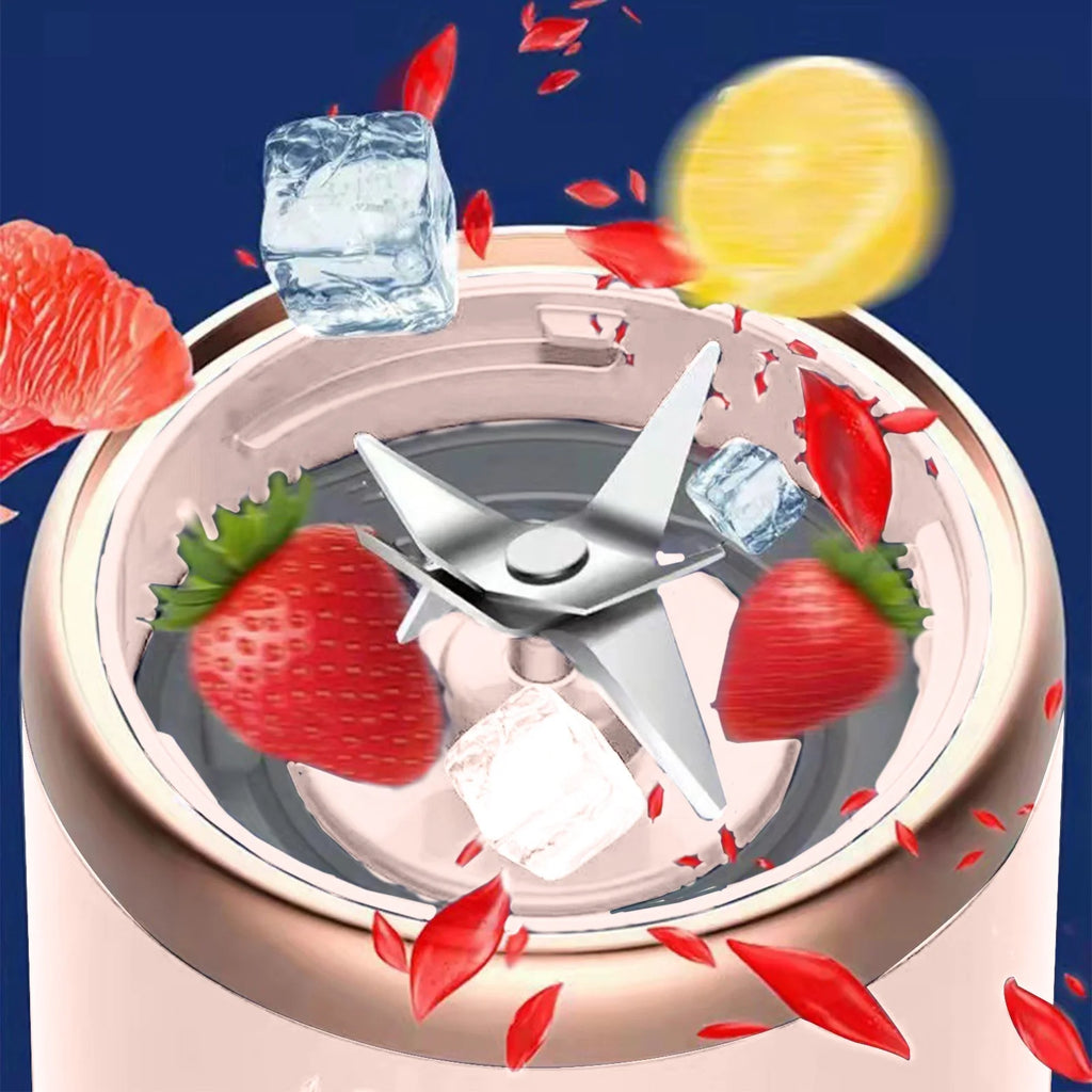 Portable Mini Blender for Smoothies and Shakes - USB Rechargeable, 6 Blades, Travel-Friendly, Pink