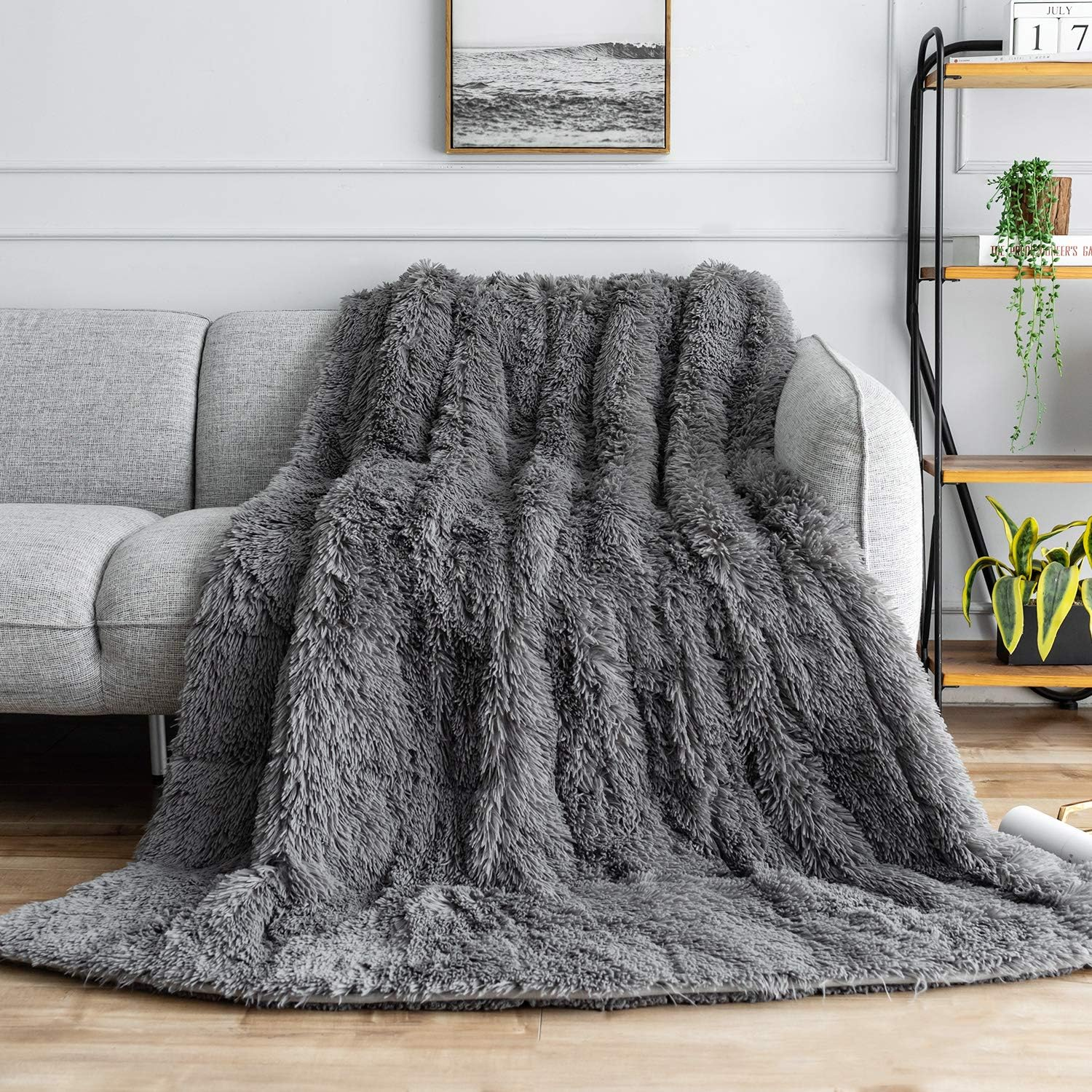 Ultra-Soft 20lbs Faux Fur Weighted Blanket – Shaggy Plush Fleece with Sherpa Reverse