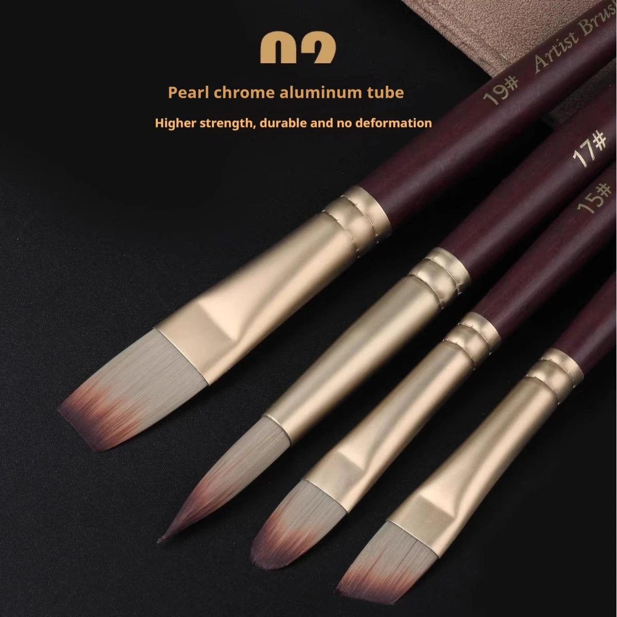 25-Piece Artist Paint Brush Set with Wooden Handles and Scraper - Perfect for Acrylic, Oil, and Gouache Painting