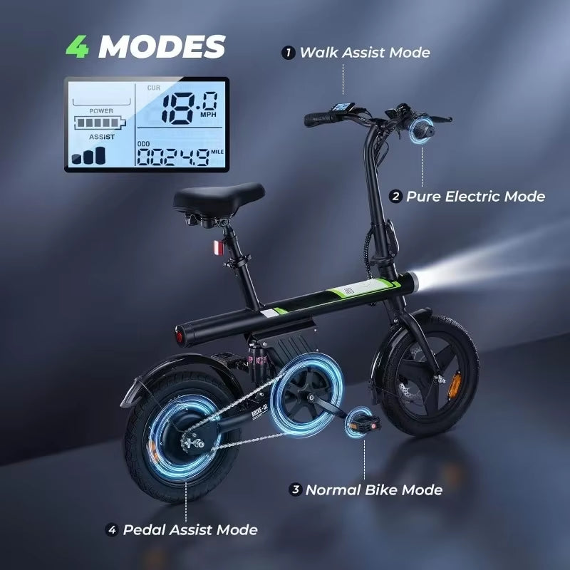 Experience Freedom with the 500W Folding Electric Bike – 20 MPH Speed, Compact 14-Inch Design!