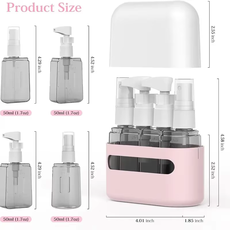 Travel-Ready Mini Shampoo Dispenser Set – Refillable Toiletry Bottles for Shampoo, Lotion & More
