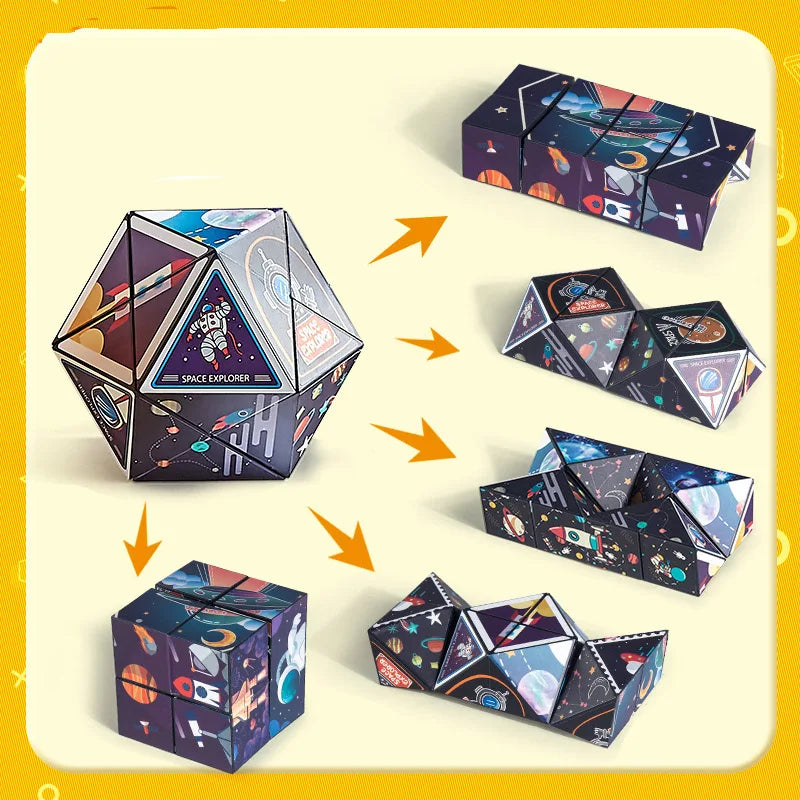 Transforming Magnetic Magic Cube - 3D Fidget Puzzle for Kids & Adults - Stress Relief & Fun!