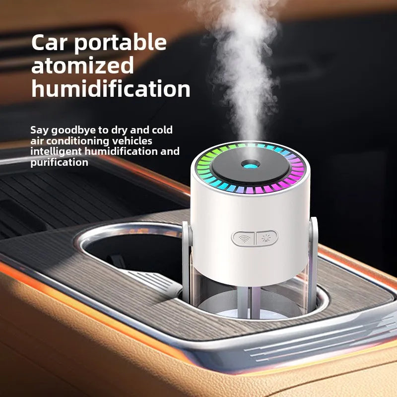Portable Air Humidifier with Rotating Mist & Starry Light - USB Car & Home Smart Humidifier for Travel & Office