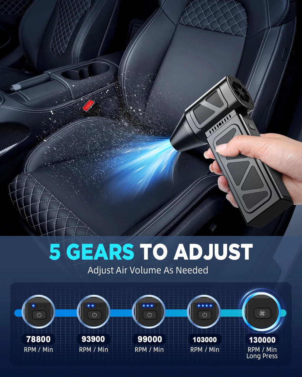 High-Speed 130,000 RPM Mini Turbo Jet Blower - Powerful Handheld Air Duster Fan