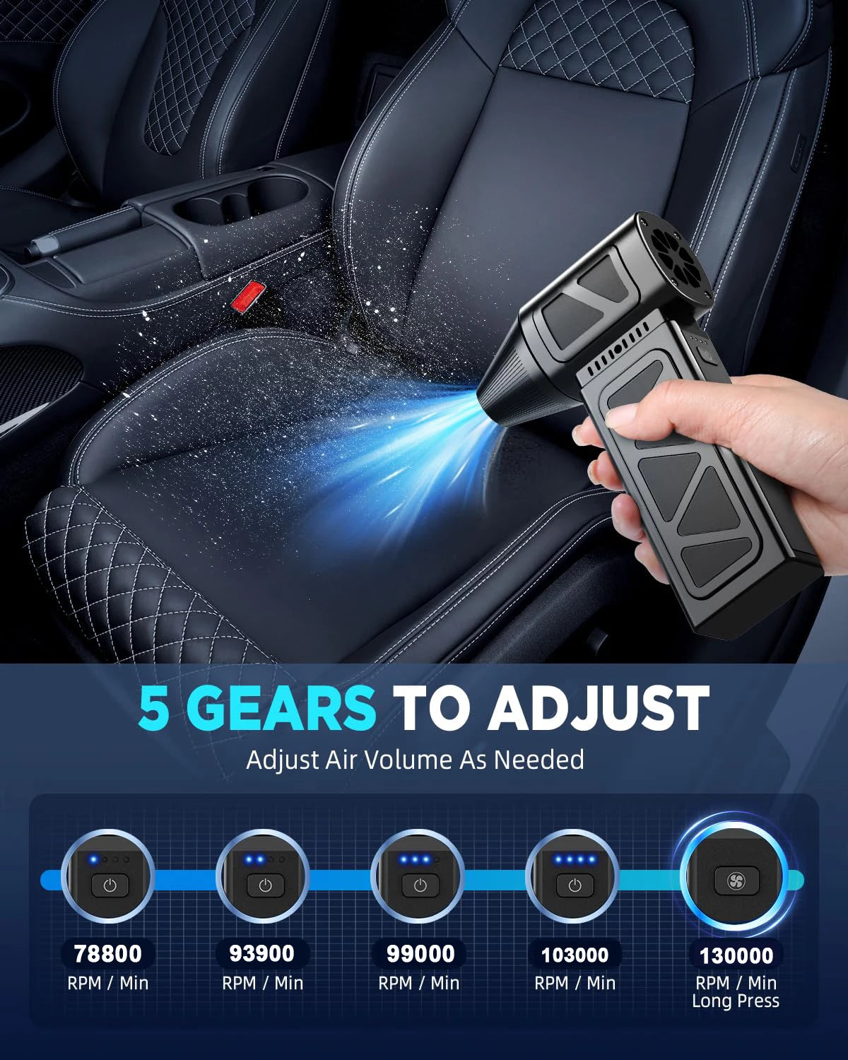 High-Speed 130,000 RPM Mini Turbo Jet Blower - Powerful Handheld Air Duster Fan