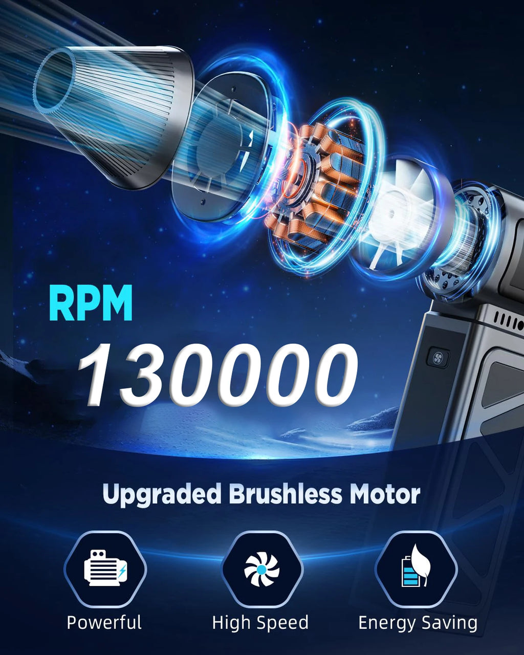 High-Speed 130,000 RPM Mini Turbo Jet Blower - Powerful Handheld Air Duster Fan