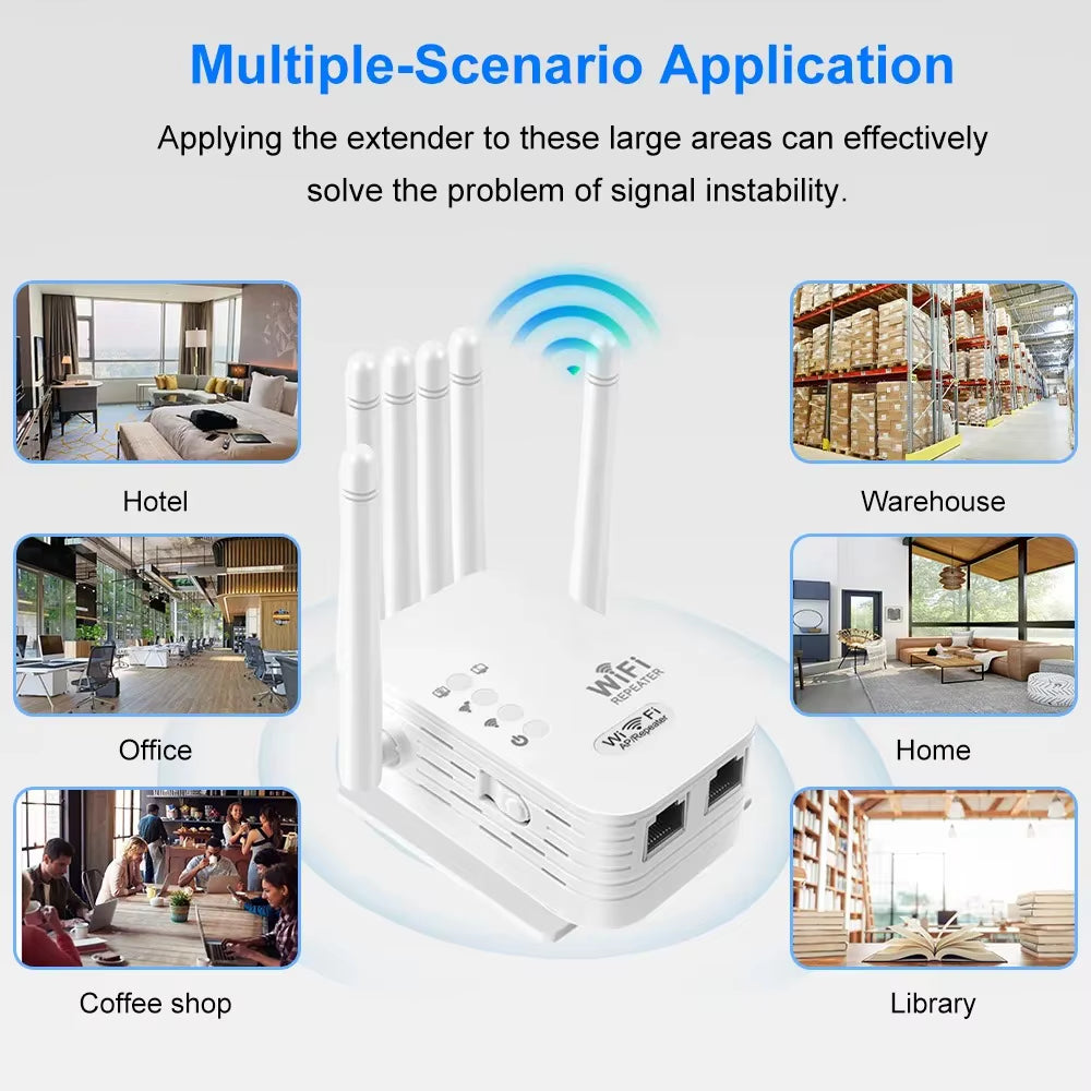 1200Mbps Dual-Band WiFi Repeater & Signal Booster - Amplify Your Internet with 2.4G & 5G Network!