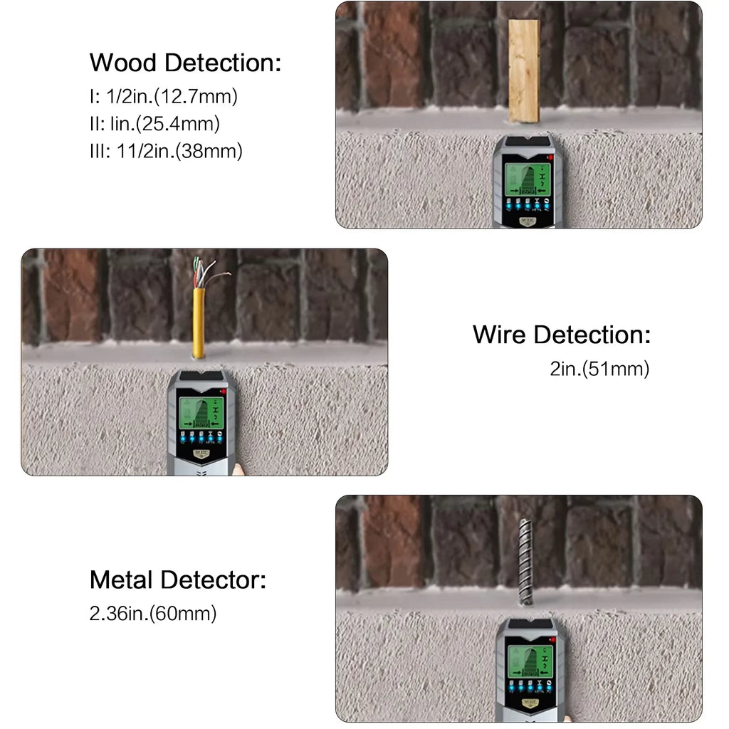 5-in-1 Handheld Metal Detector and Stud Finder - Versatile Current, Wire, Wood, and Post Scanner