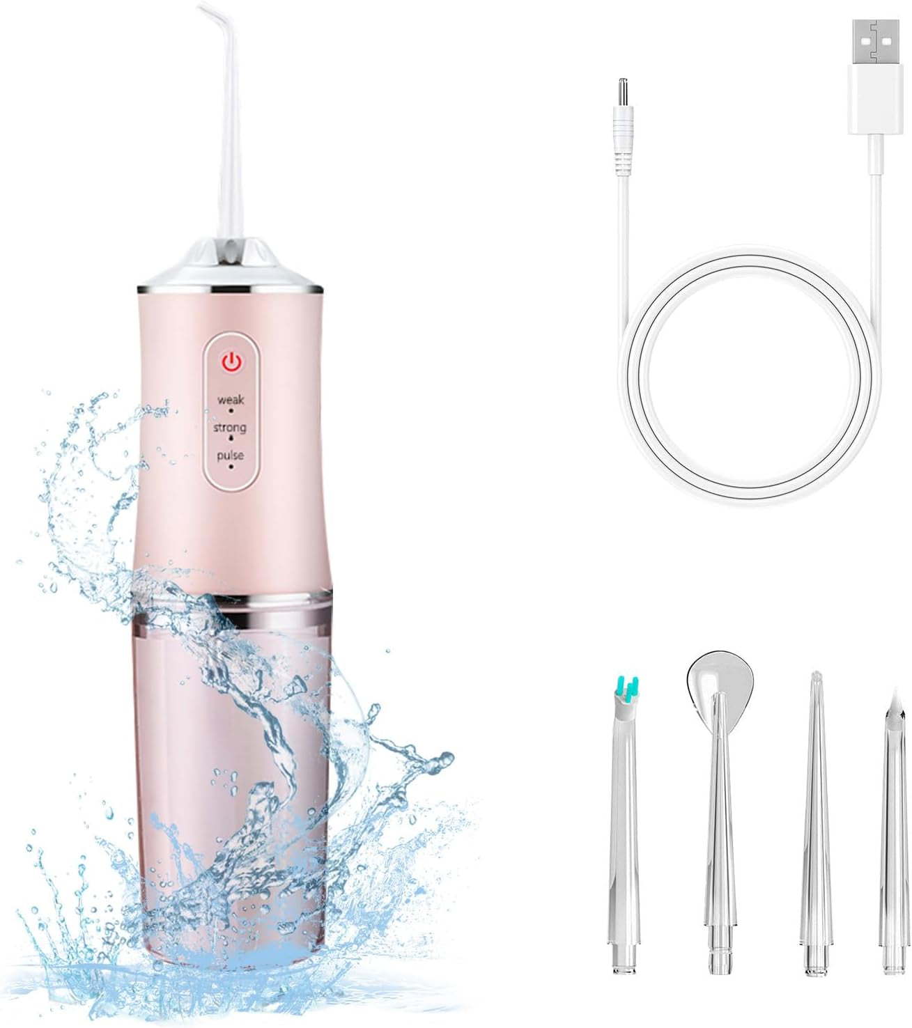 Compact Electric Portable Water Flosser - 4 Modes, 4 Jet Tips, Cordless Oral Irrigator for Kids & Adults - Perfect for Travel & Tonsil Stone Removal