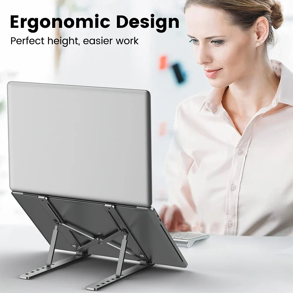 Foldable Portable Aluminum Laptop Stand - Adjustable MacBook Holder & Notebook Support for Ultimate Comfort