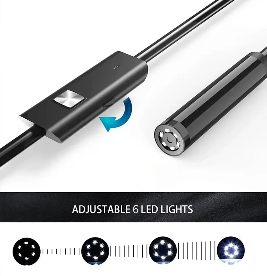 7.0MM Waterproof Type-C Endoscope Camera with 6 Adjustable LEDs - Flexible USB Borescope for Phones and PCs