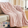 Cozy Dusty Rose Faux Fur & Sherpa Throw Blanket - Soft, Fluffy Decor for Couch & Bed, Perfect Gift for Women, 65x50 Inches