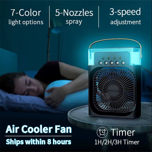 3-in-1 Portable Air Cooler & Humidifier with LED Night Light - Perfect for Home & Office!
