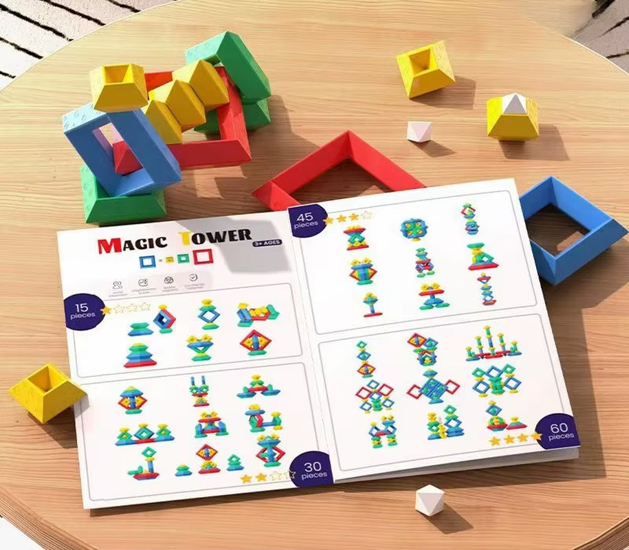 16PCS Pyramid Building Blocks - Engaging Puzzle Toy for Intellectual Development and Brain Teasing Fun!