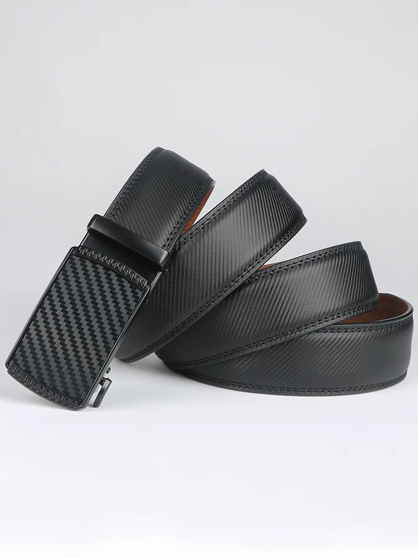 Genuine Leather Men's Adjustable Ratchet Dress Belt with Automatic Alloy Buckle - Perfect Business Gift for Dad