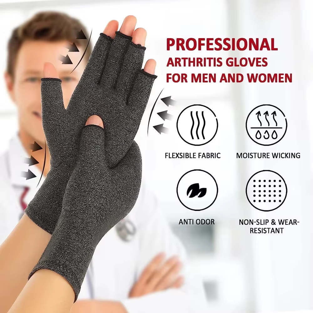 Ultimate Arthritis Relief Gloves for Men & Women - Fingerless Compression for Carpal Tunnel