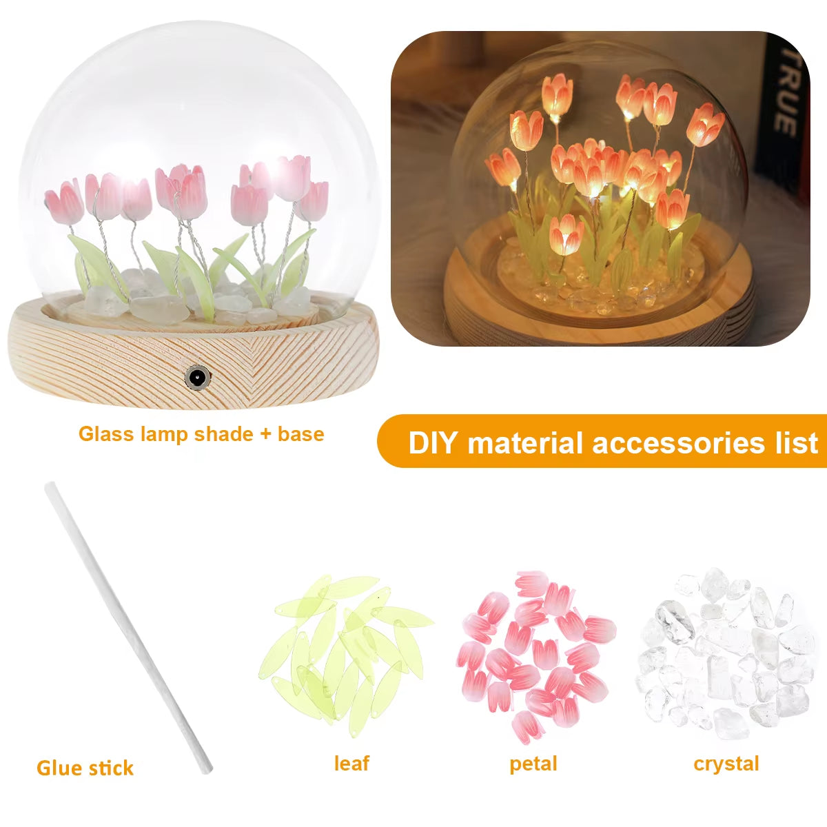 Charming Tulip Night Light - Battery Operated LED Flower Table Lamp (10/20 Pcs) for a Cozy DIY Ambiance