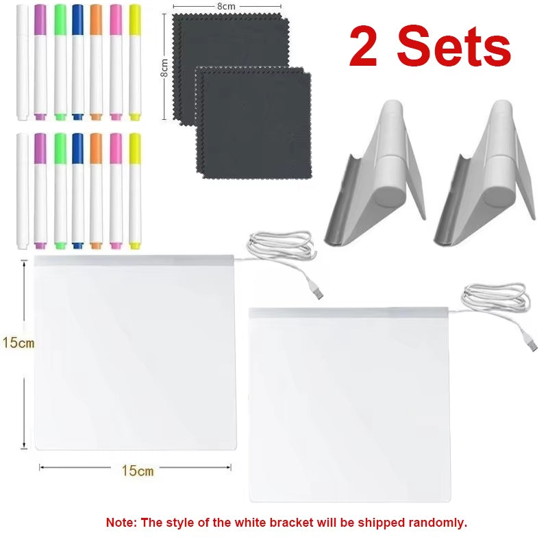 Glow & Write Acrylic Message Board - Rewritable DIY Drawing Lamp with 7 Colorful Pens for Kids