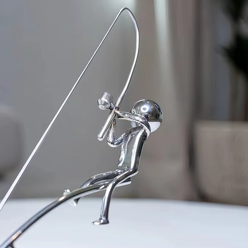 Fisherman Balancing Sculpture - Perfect Metal Fishing Statue for Angler Lovers and Home Decor