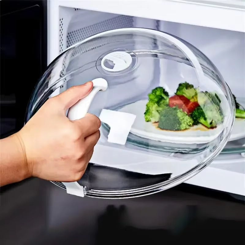 Microwave Splash-Proof Transparent Cover with Handle - Perfect for Oven Heating and Cooking!
