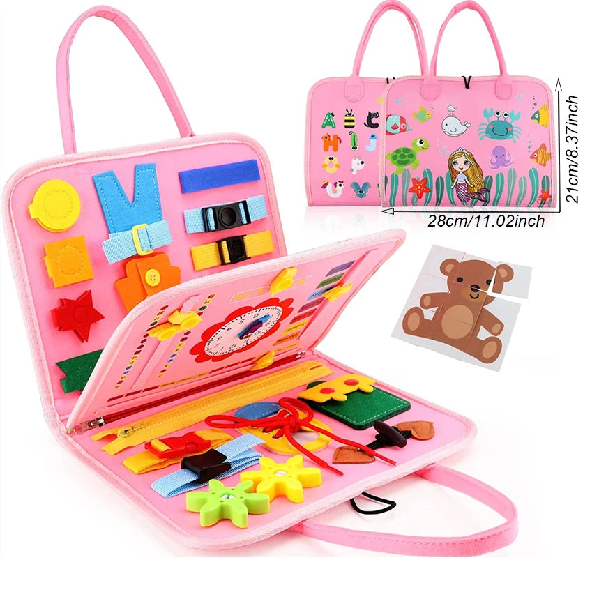 Engaging Montessori Busy Board for Toddlers - Fun Sensory Toy for Learning Fine Motor Skills on the Go!