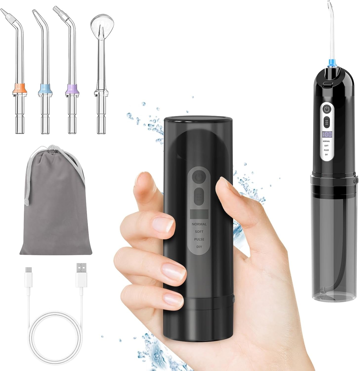 Compact Electric Portable Water Flosser - 4 Modes, 4 Jet Tips, Cordless Oral Irrigator for Kids & Adults - Perfect for Travel & Tonsil Stone Removal