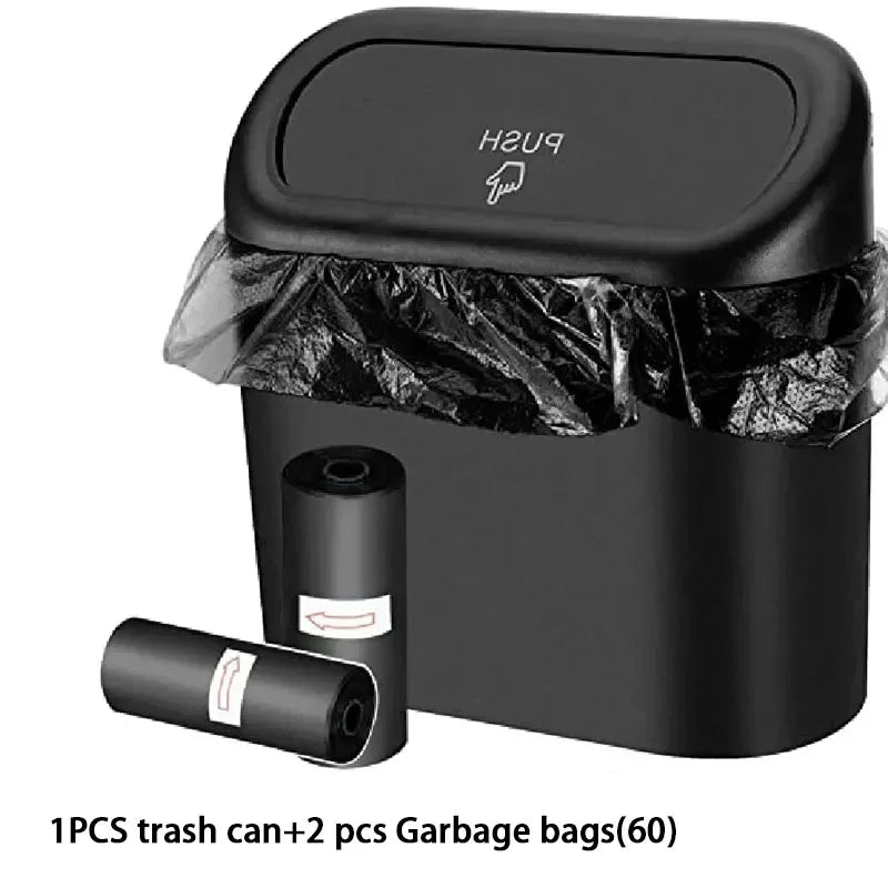 Compact 3-Pack Car Trash Can with Lid - Includes 60 Leak-Proof Garbage Bags for Ultimate Cleanliness on the Go