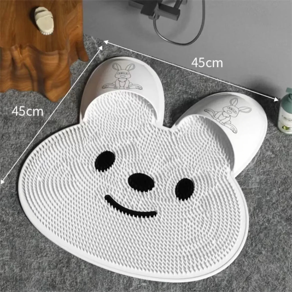 Exfoliating Anti-Slip Bath Mat with Back Massage Brush - Silicone Foot Wash & Shower Scraper