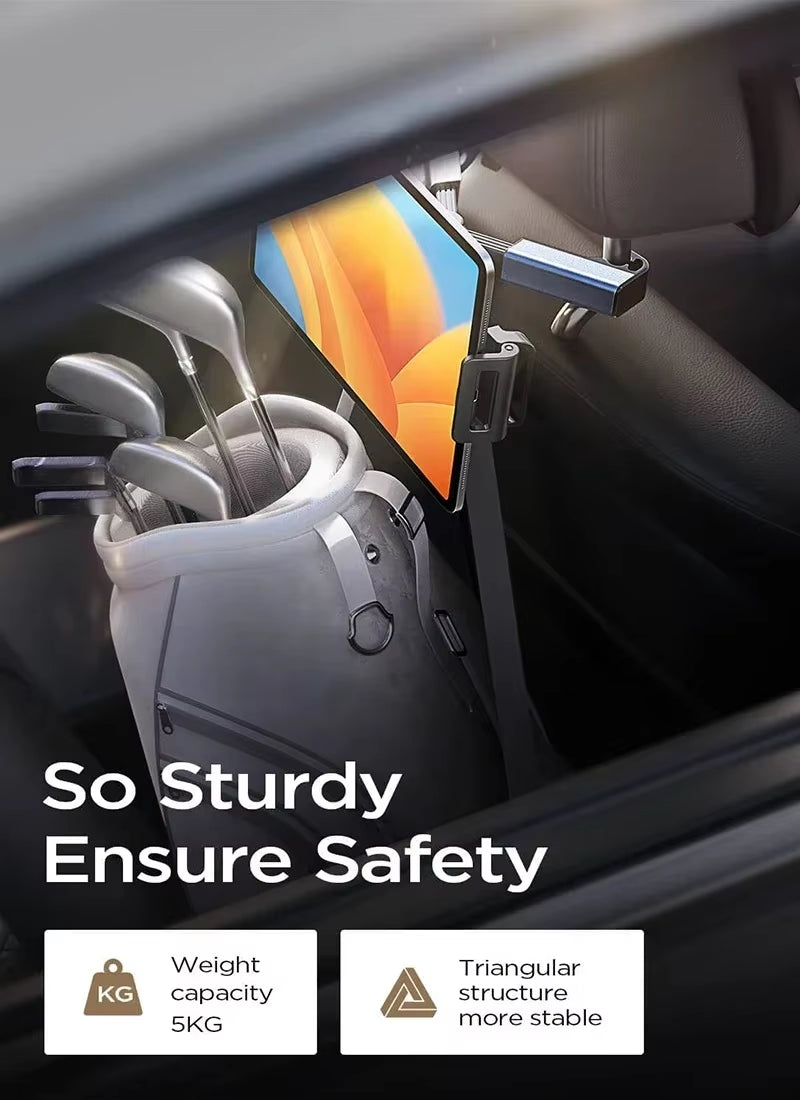 Car Back Seat Headrest Phone Holder Stretchable Tablet Stand Rear Pillow Adjustment Bracket for 4.7-12.9 Inch Ipad Pro Air Mini