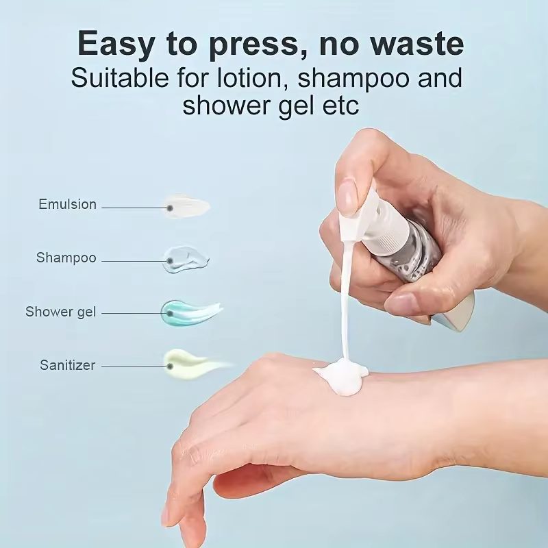 Travel-Ready Mini Shampoo Dispenser Set – Refillable Toiletry Bottles for Shampoo, Lotion & More