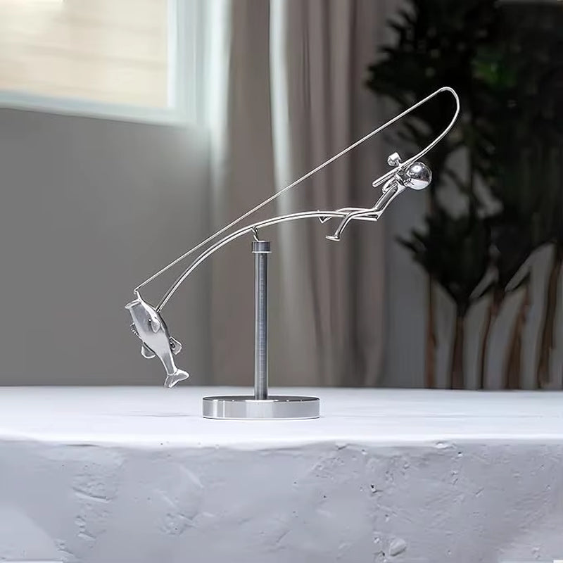 Fisherman Balancing Sculpture - Perfect Metal Fishing Statue for Angler Lovers and Home Decor