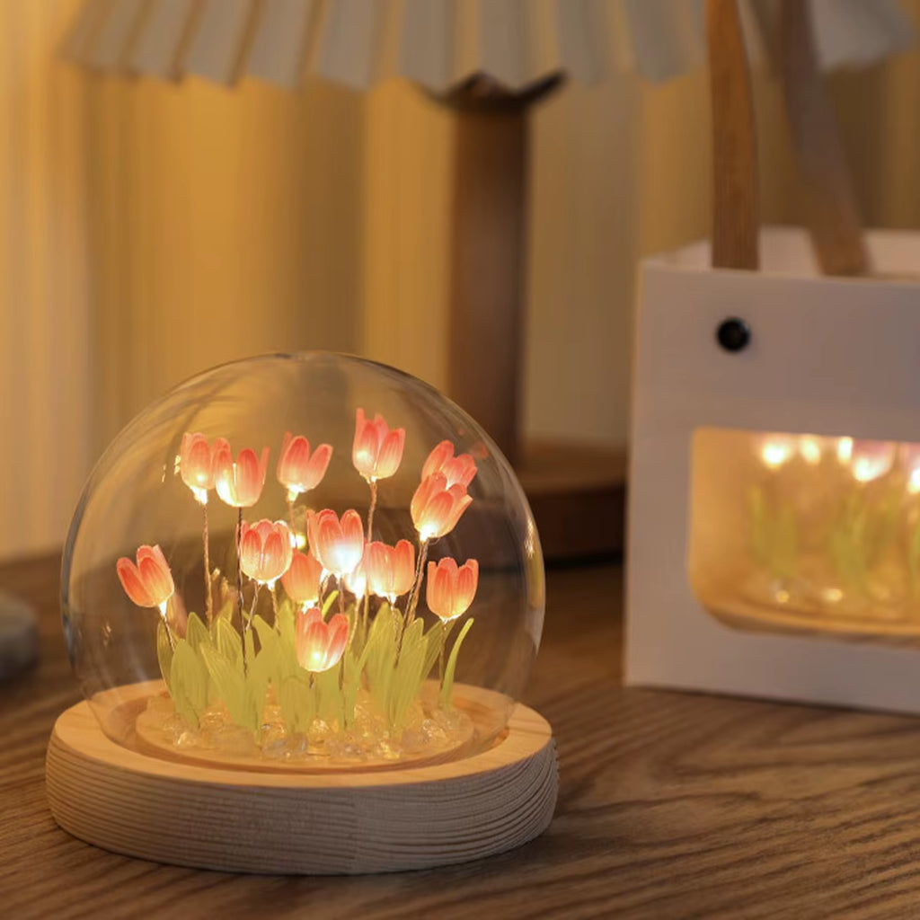 Charming Tulip Night Light - Battery Operated LED Flower Table Lamp (10/20 Pcs) for a Cozy DIY Ambiance