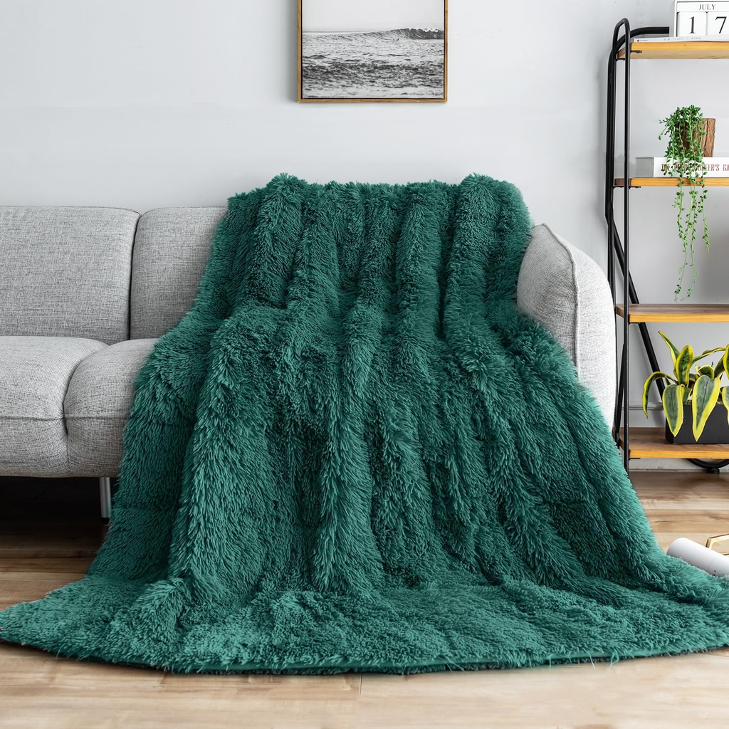 Ultra-Soft 20lbs Faux Fur Weighted Blanket – Shaggy Plush Fleece with Sherpa Reverse