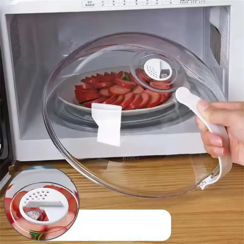 Microwave Splash-Proof Transparent Cover with Handle - Perfect for Oven Heating and Cooking!