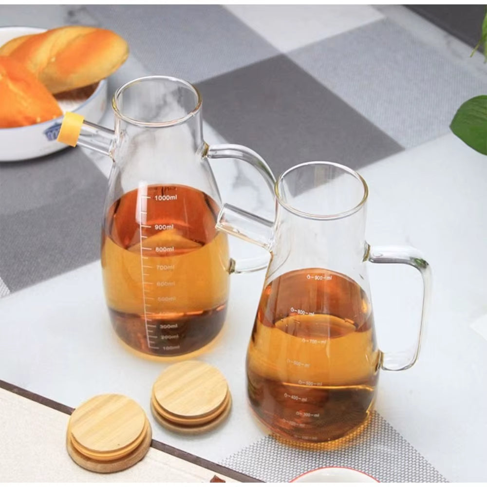34OZ Leak-Proof Glass Oil Bottle with Graduation - Perfect for Olive Oil, Condiments, and Outdoor Cooking!