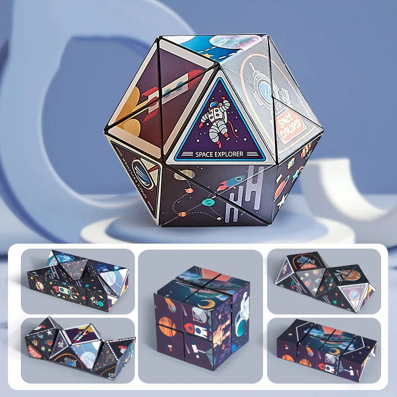 Transforming Magnetic Magic Cube - 3D Fidget Puzzle for Kids & Adults - Stress Relief & Fun!