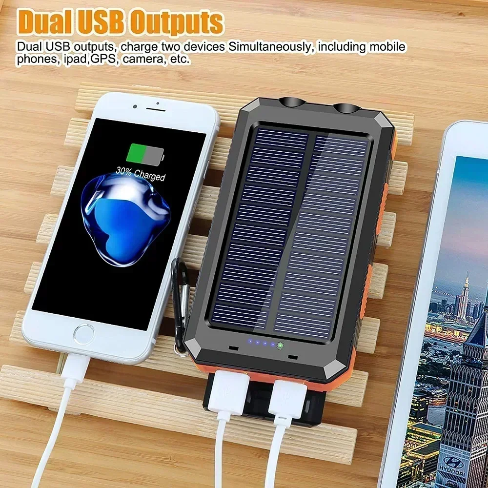 200,000mAh Waterproof Solar Power Bank – Fast Charging External Battery with SOS & Dual USB for iPhone, Samsung & Android