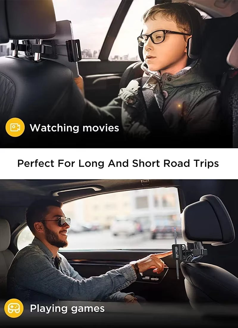 Car Back Seat Headrest Phone Holder Stretchable Tablet Stand Rear Pillow Adjustment Bracket for 4.7-12.9 Inch Ipad Pro Air Mini