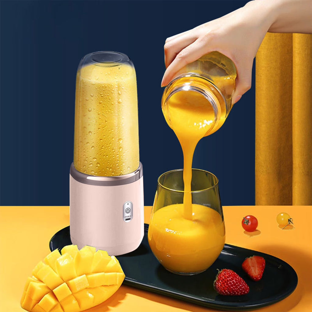 Portable Mini Blender for Smoothies and Shakes - USB Rechargeable, 6 Blades, Travel-Friendly, Pink