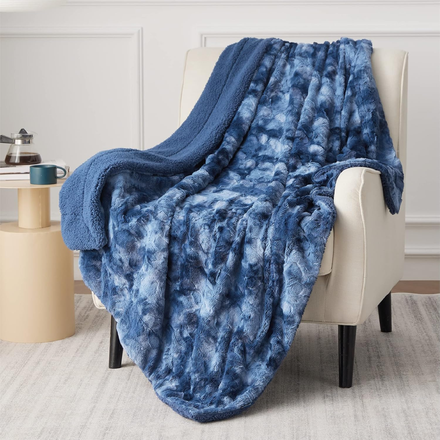Luxurious Grey Sherpa King Size Blanket – Plush Fleece & Faux Fur Tie Dye Throw for Home