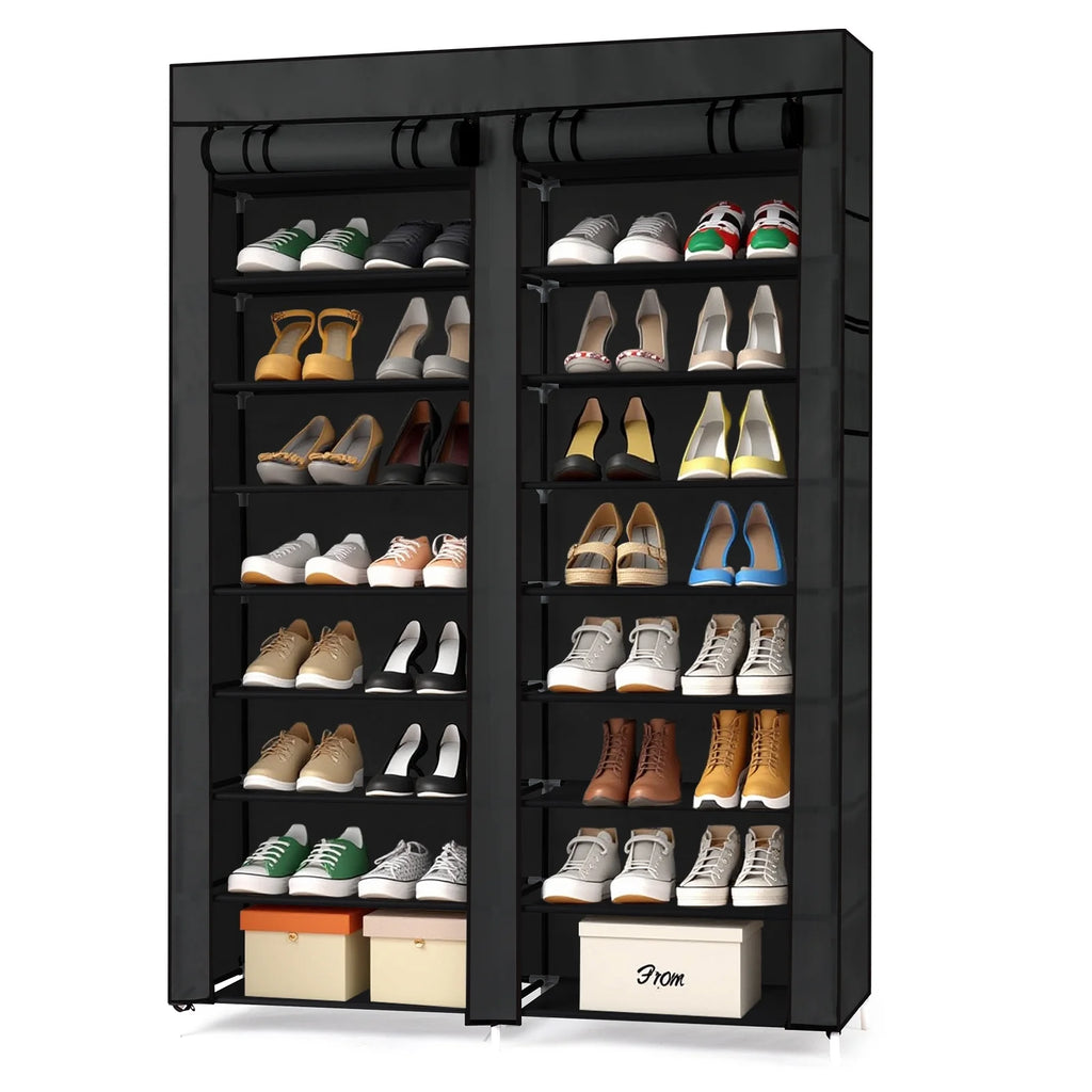 10 Tiers Shoe Rack with Dustproof Cover Closet Shoe Storage Cabinet Organizer