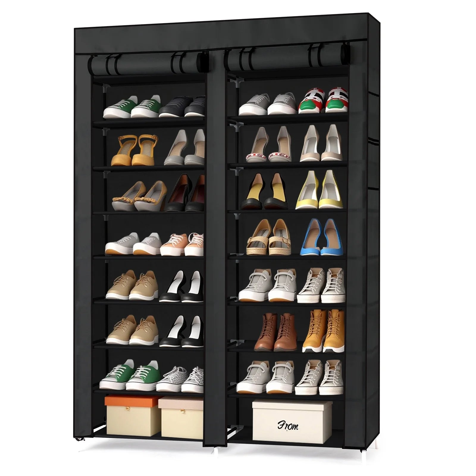10 Tiers Shoe Rack with Dustproof Cover Closet Shoe Storage Cabinet Organizer