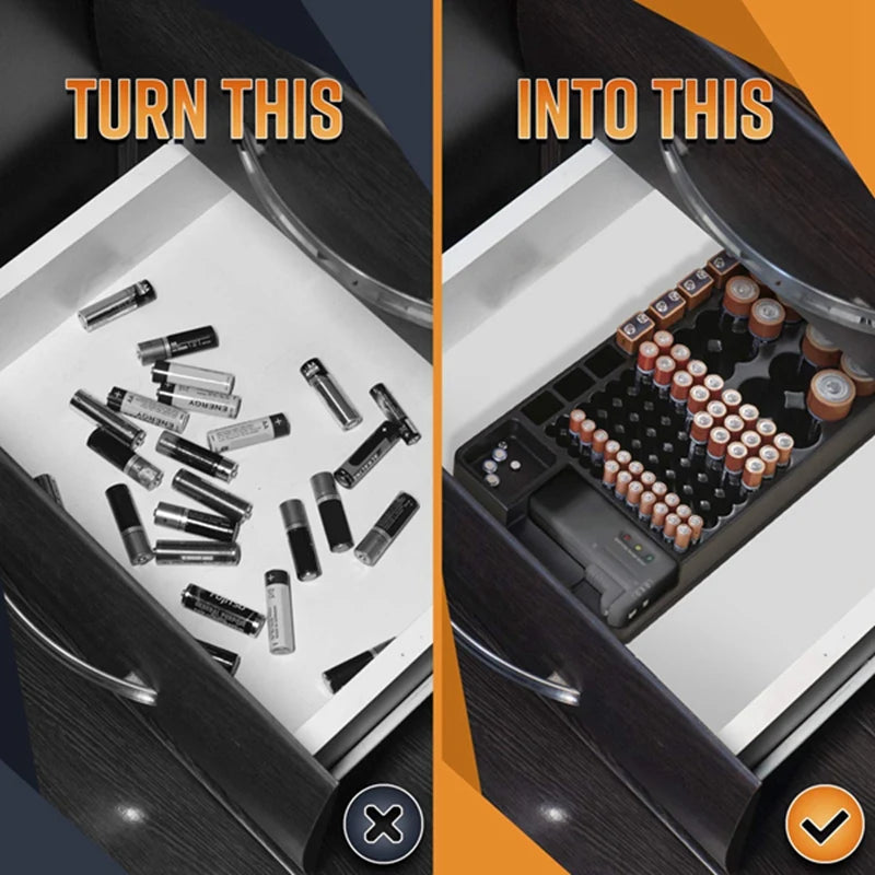 Ultimate Battery Storage Organizer with Tester - Convenient Caddy for AAA, AA, C, D, and 9V Batteries