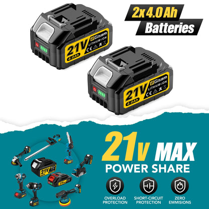 Electric Cordless Leaf Blower,128000Rpm 447MPH Handheld Leaf Blower with 2 X 4.0Ah Batteries for Patio Cleaning, Lawn Care, Blowing Leaves and Dust