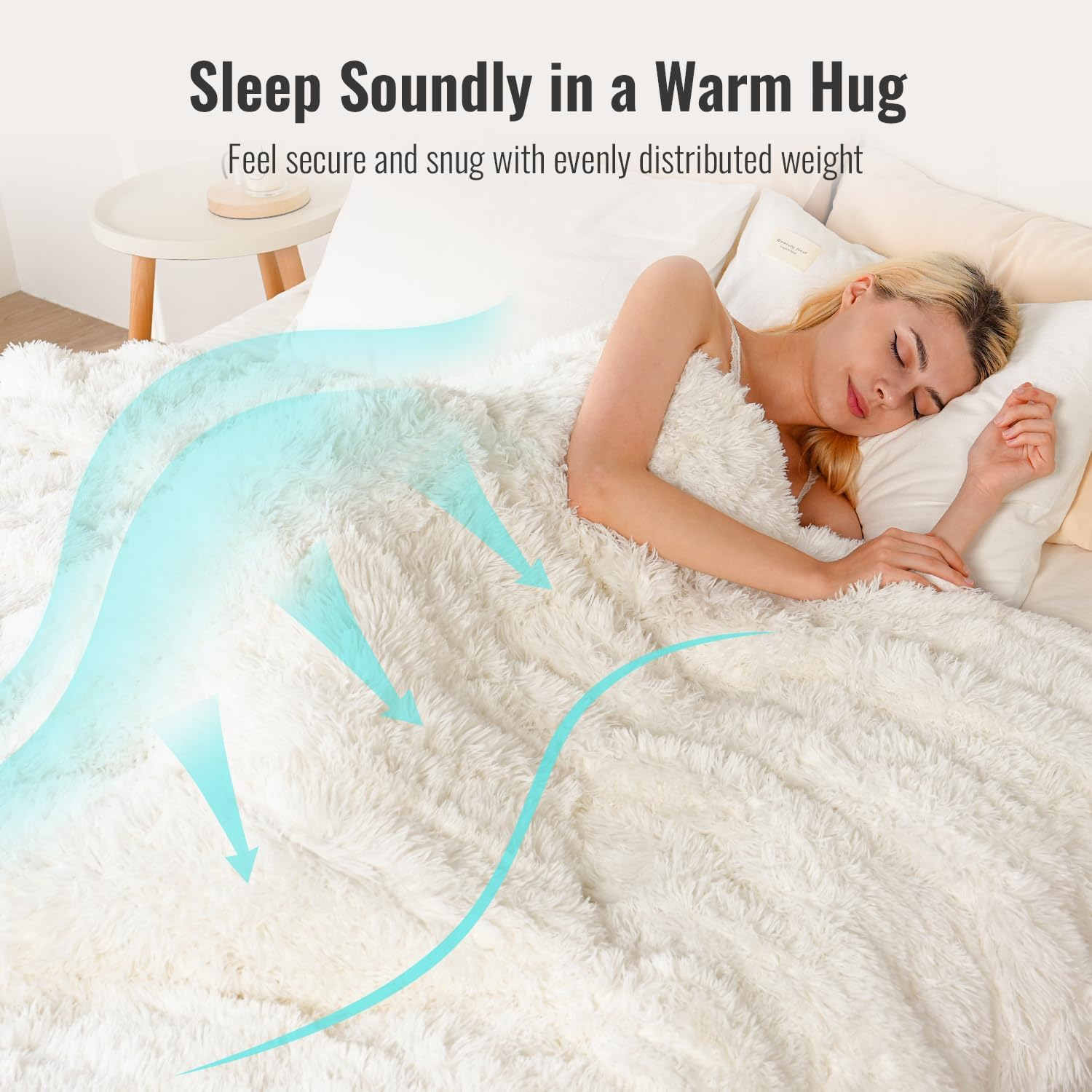 Ultra-Soft 20lbs Faux Fur Weighted Blanket – Shaggy Plush Fleece with Sherpa Reverse